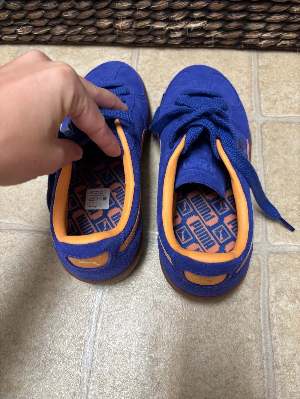 Puma Royal Blue Suede Sneakers with Orange Accents